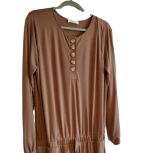Zenana Size 1X Mocha brown, Jogger style Jumpsuit